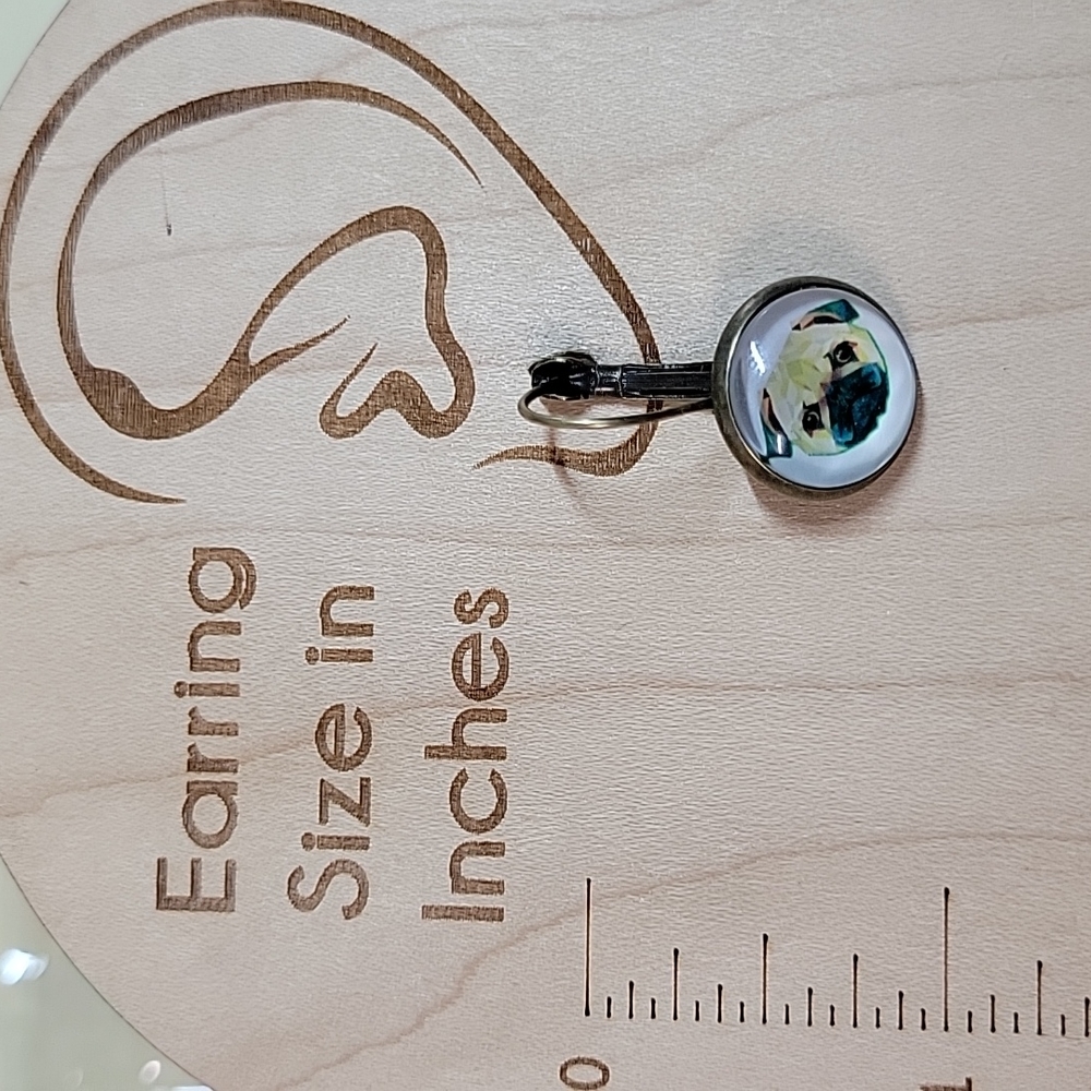Pug Button Drop Earrings - Picture 3 of 5
